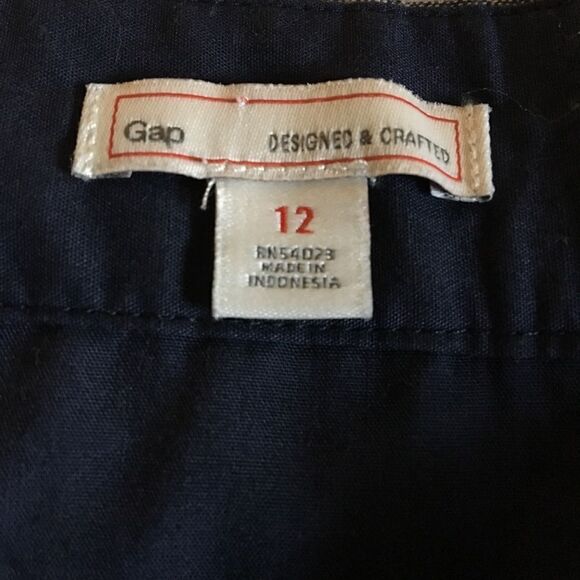 Gap linen blue & gray striped skirt size 12 OfficeSiren - Picture 6 of 8